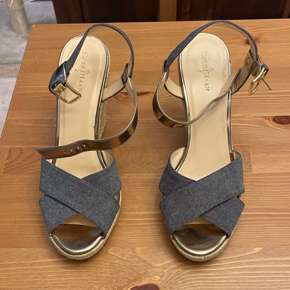 Cole Haan Women's Blue and Gold Sandals